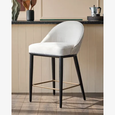 Danetti Scarlett cream boucle and natural grey chenille bar stool