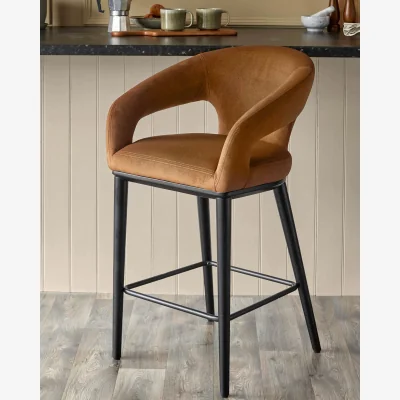 Danetti Heath caramel plush fabric bar stool