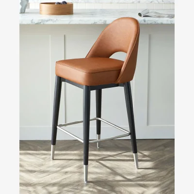 Danetti Clover Tan Faux Leather Bar stool