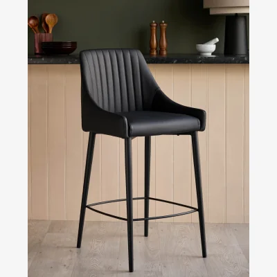 Danetti Blakely black faux leather bar stool