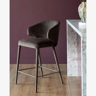 Danetti Ethan dark chocolate velvet brushed bronze bar stool