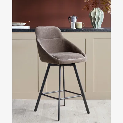 Danetti Cleo mocha fabric swivel bar stool