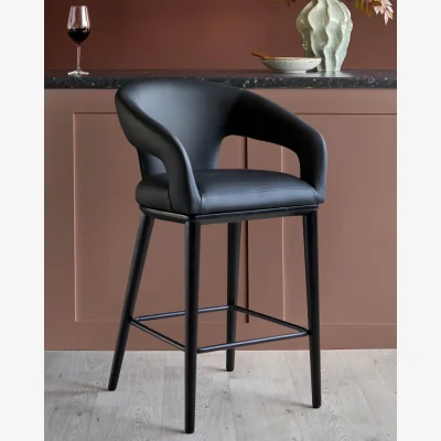 Danetti Heath black faux leather bar stool