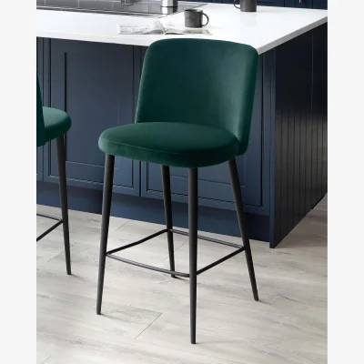 Danetti Trinny Dark Green Velvet Bar Stool