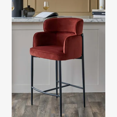 Danetti Felix toffee red velvet bar stool