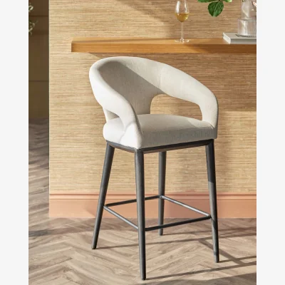 Danetti Heath ivory dual tone fabric bar stool