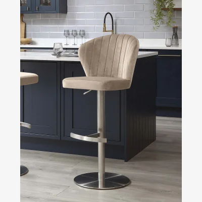Danetti Harper Champagne Velvet Gas Lift Bar Stool