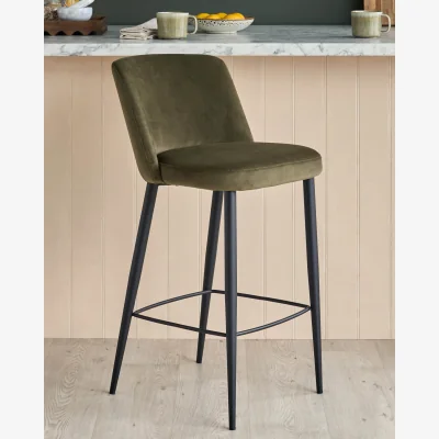Danetti Trinny olive green velvet bar stool