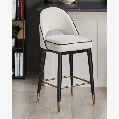 Danetti Clover ivory dual tone fabric bar stool with bronze legs