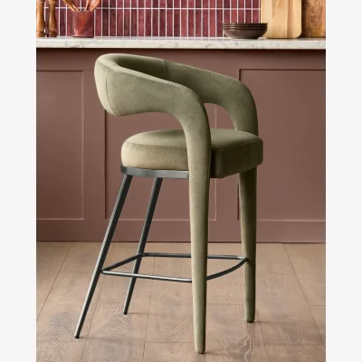Danetti Rhett olive green fabric bar stool