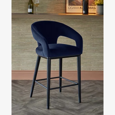 Danetti Heath navy recycled velvet bar stool