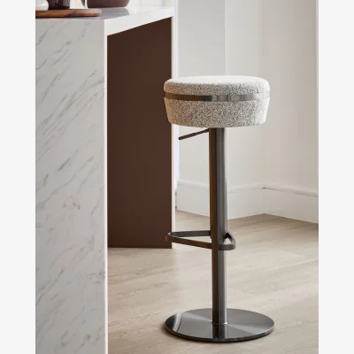 Danetti Kian grey fabric gas lift bar stool