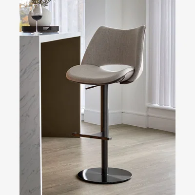 Danetti Bronwyn natural fabric and mocha velvet gas lift bar stool