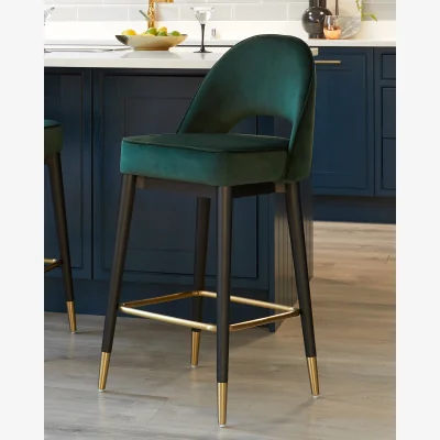 Danetti Clover Dark Green Velvet Bar Stool