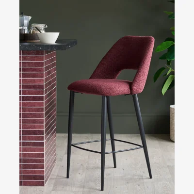 Danetti Lottie berry red fabric bar stool