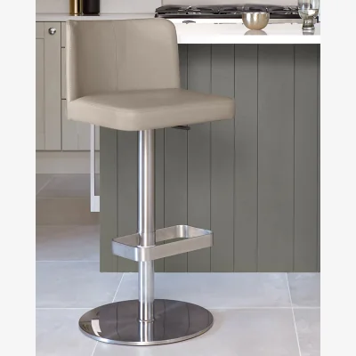 Danetti Arlo Light Grey Leather Gas Lift Bar Stool
