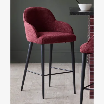 Danetti Lani berry red chunky fabric bar stool