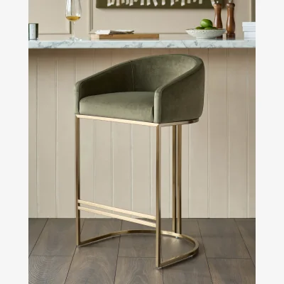Danetti Dakota olive green velvet bar stool