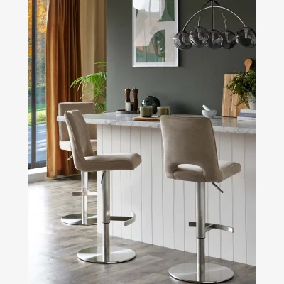Danetti Ludo champagne fabric gas lift bar stool