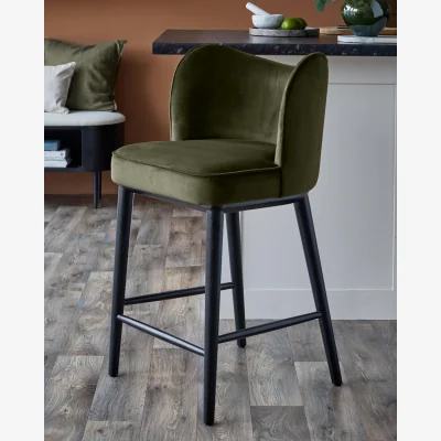 Danetti Evelyn olive green velvet bar stool