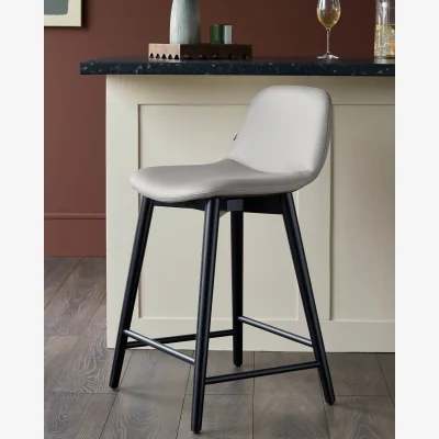 Danetti Hudson Light Grey Leather Bar Stool