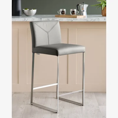 Danetti Monti Dark Grey Real Leather Bar Stool