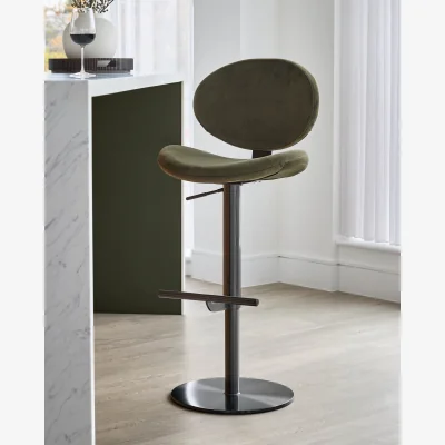 Danetti Lilah olive green velvet gas lift bar stool