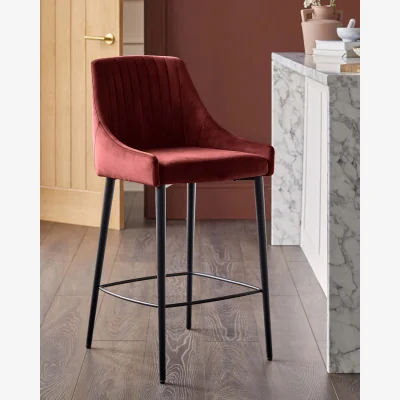 Danetti Blakely toffee red velvet bar stool