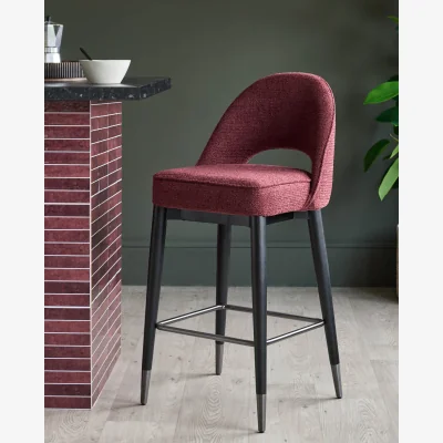 Danetti Clover berry red chunky fabric bar stool