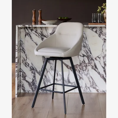 Danetti Cleo light grey faux leather swivel bar stool