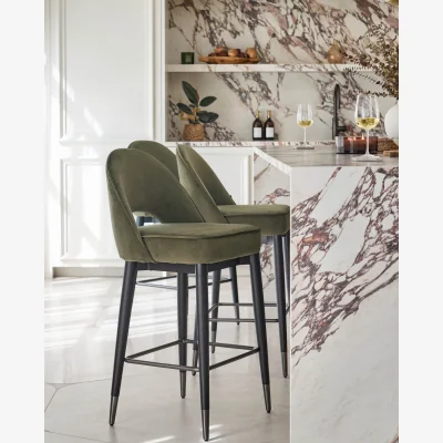 Danetti Clover olive green velvet bar stool