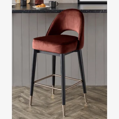 Danetti Clover toffee red velvet bar stool