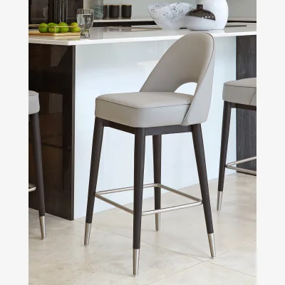 Danetti Clover Light Grey Faux Leather Bar Stool