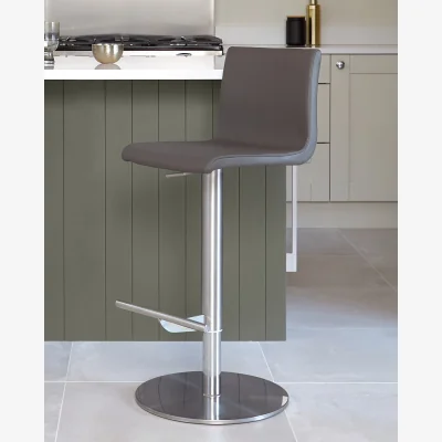 Danetti Kiki Dark Grey Leather Gas Lift Bar Stool
