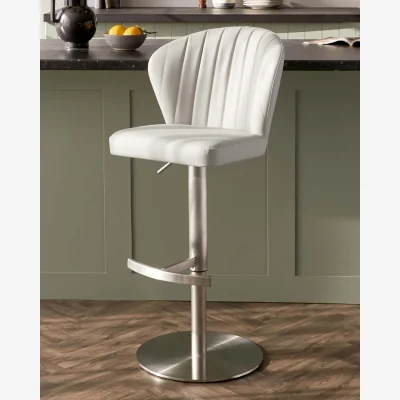 Danetti Harper Light Grey Faux Leather Gas Lift Bar stool