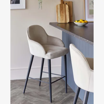 Danetti Lani Champagne Velvet Black Metal Bar Stool