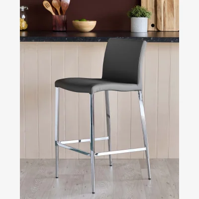Danetti Elise Dark Grey Faux Leather Bar Stool