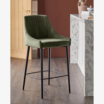 Danetti Blakely olive green velvet bar stool
