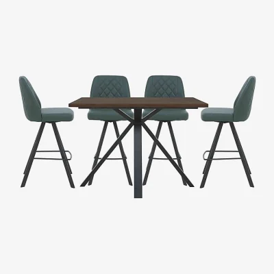 Furniture Village Mars 130cm Table With 4 Faux Leather Swivel Bar Stools