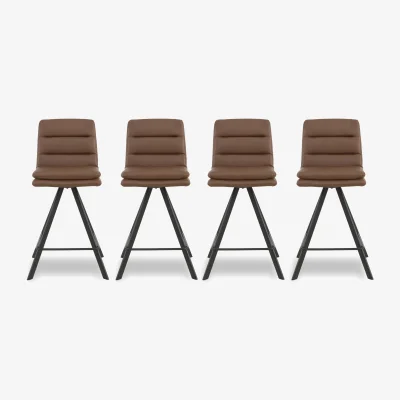 Furniture Village Bodahl - Njord Set of 4 Faux Leather Swivel Bar Stools