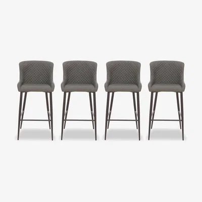 Furniture Village Hanoi Set of 4 Faux Leather Bar Stools - Slate Grey