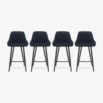 Furniture Village Saigon Set of 4 Green Velvet Bar Stools