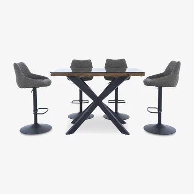 Furniture Village Kiara Table and 4 Swivel Bar Stools