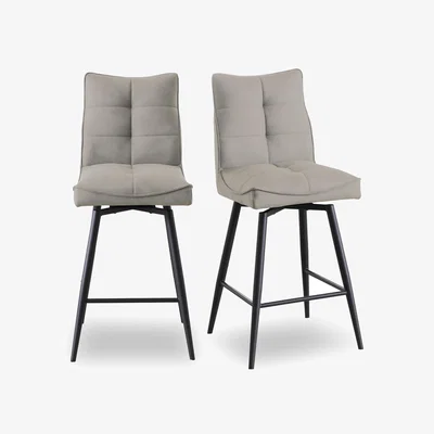 Furniture Village Germain Pair of Swivel Bar Stools - Taupe