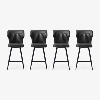 Furniture Village Aydin Set of 4 Swivel Bar Stools - Dark Grey