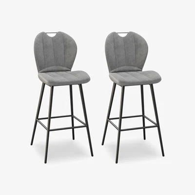 Furniture Village Raul Pair of Bar Stools - Stone