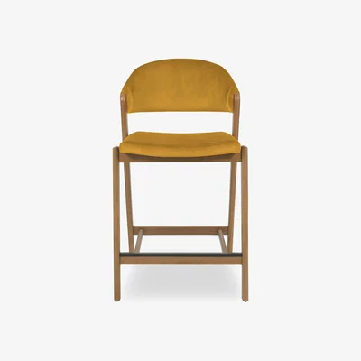 Furniture Village Stratford Bar Stool - Mustard Velvet
