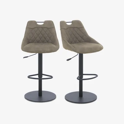Furniture Village Warrior Pair of Swivel Bar Stools - Taupe
