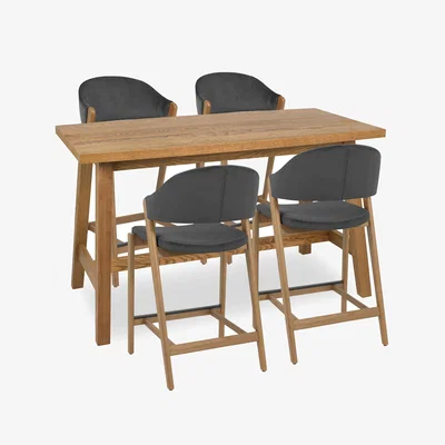 Furniture Village Stratford Table and 4 Bar Stools - Dark Grey