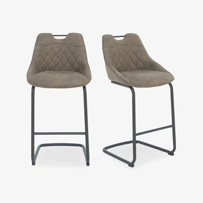 Furniture Village Warrior Pair of Cantilever Bar Stools - Taupe